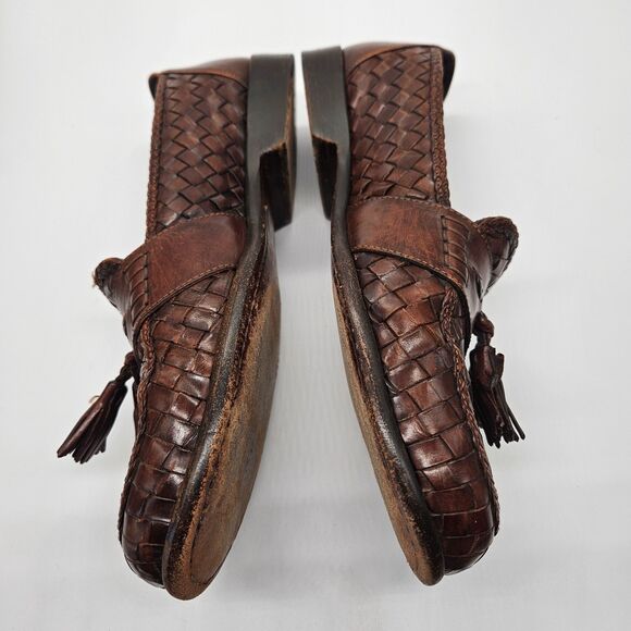 Bragano Mens Loafer Size 10 M Brown Woven Leather Tassel Dress Shoes Italy main image 8